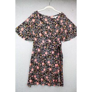 Jolt Empire Waist Dark Floral Wrap Dress-Size Medium-Whimsigoth